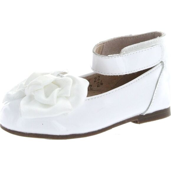 Venettini Misty White Gloss Patent ToddlerG flats-shoes 24 NEW - Picture 1 of 4